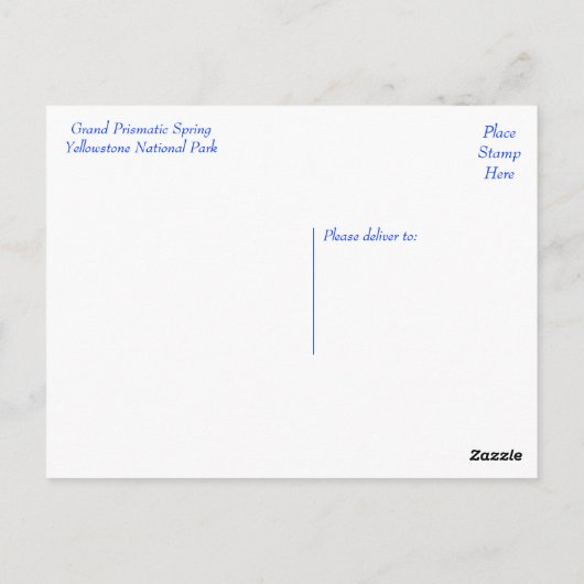 Yellowstone Prismatic Spring Wyoming, VS Briefkaart (Achterkant)