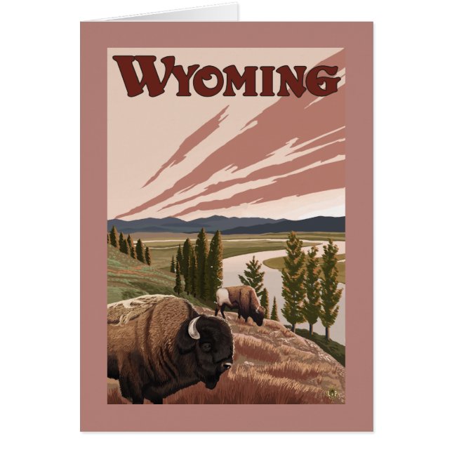 Yellowstone River Bison Vintage Travel Poster (Voorkant)