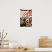 Yellowstone River Bison Vintage Travel Poster (Keuken)