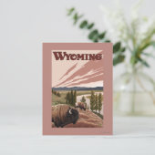 Yellowstone River Bison Vintage Travel Poster Briefkaart (Staand voorkant)