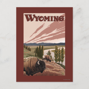 Yellowstone River Bison Vintage Travel Poster Briefkaart