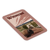 Yellowstone River Bison Vintage Travel Poster Magneet (Rechterzijde)