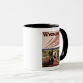 Yellowstone River Bison Vintage Travel Poster Mok (Voorkant rechts)