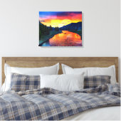Yellowstone River Reflection Sunset Canvas Afdruk (Insitu (Slaapkamer))