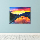 Yellowstone River Reflection Sunset Canvas Afdruk (Insitu (Houten vloer))