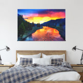 Yellowstone River Reflection Sunset Canvas Afdruk (Insitu (Slaapkamer))