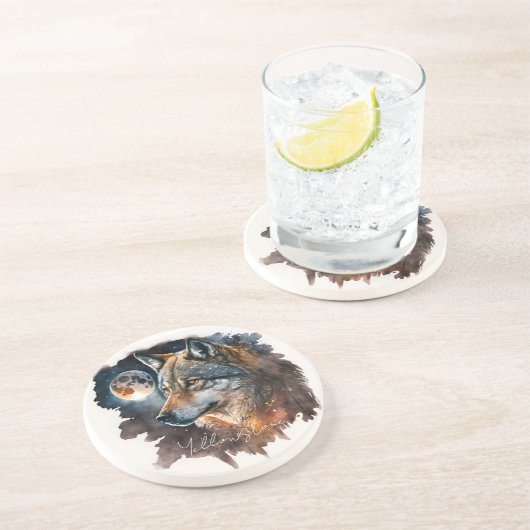 Yellowstone Sandstone Onderzetter Wolf (Zijkant)