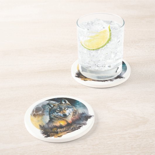 Yellowstone Sandstone Onderzetter Wolf (Zijkant)