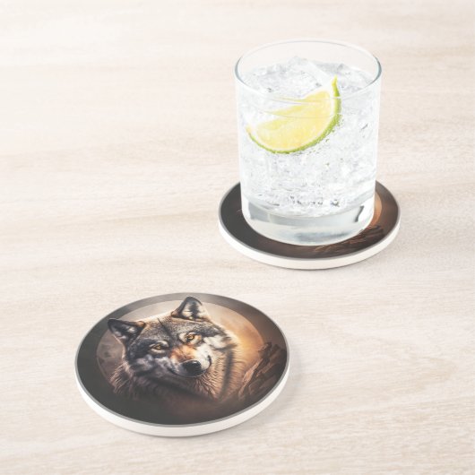 Yellowstone Sandstone Onderzetter Wolf (Zijkant)