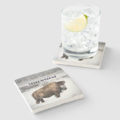 Yellowstone Snowy Buffalo Souvenir Onderzetter (Zijkant)