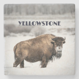 Yellowstone Snowy Buffalo Souvenir Onderzetter