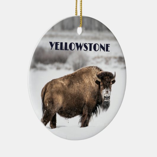 Yellowstone Snowy Buffalo Souvenir Ornament (Rechts)