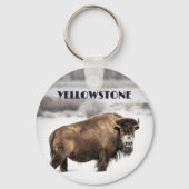 Yellowstone Snowy Buffalo Souvenir Sleutelhanger (Voorkant)