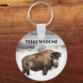 Yellowstone Snowy Buffalo Souvenir Sleutelhanger (Voorkant)