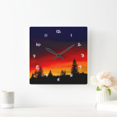Yellowstone Sunset Vierkante Klok (Huis)