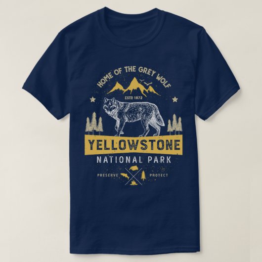 Yellowstone T National Park Grey Wolf Gift T-shirt (Design voorkant)
