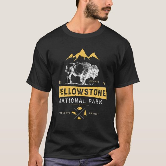 Yellowstone T-shirt Nationaal Park US Bison Buffal (Voorkant)