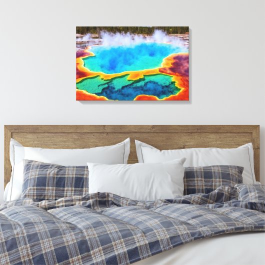 Yellowstone thermische hete pot canvas kunst (Insitu (Slaapkamer))