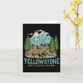 Yellowstone Us Nationaal Park Wolf Bison Beer Vint Kaart (Gele Bloem)