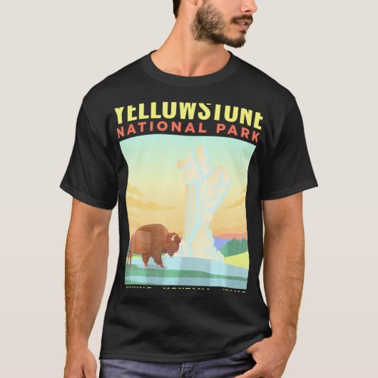 Yellowstone US National Park Bison Gift T- T-shirt (Voorkant)