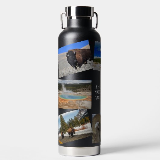 Yellowstone Vacation 8 Foto's personaliseren tekst Waterfles (Voorkant)