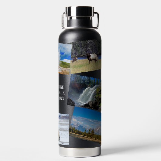 Yellowstone Vacation 8 Foto's personaliseren tekst Waterfles (Achterkant)