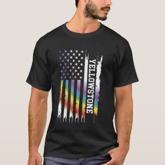 Yellowstone Verenigde Staten Distressed Rainbow Ve T-shirt