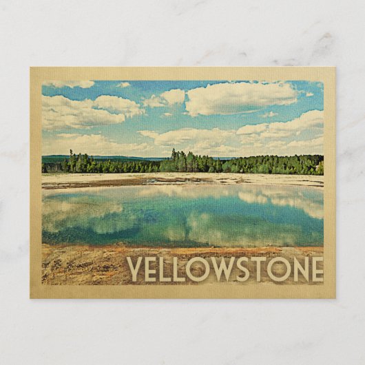 Yellowstone Vintage Travel Briefkaart (Voorkant)