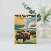 Yellowstone Vintage Travel Poster Briefkaart (Staand voorkant)