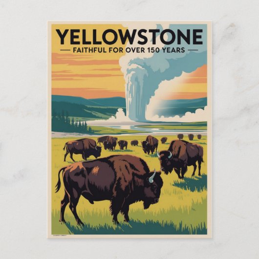 Yellowstone Vintage Travel Poster Briefkaart (Voorkant)