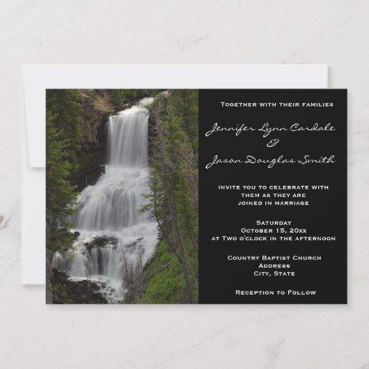 Yellowstone Waterfall Natuur Wedding Invitations Kaart (Voorkant)
