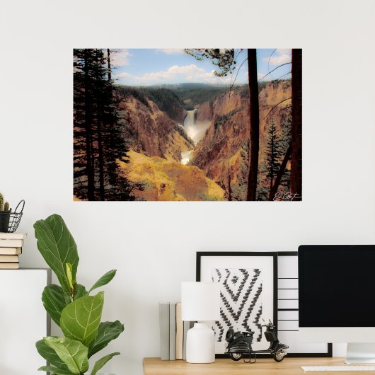 Yellowstone Waterfall Poster (Thuiskantoor)