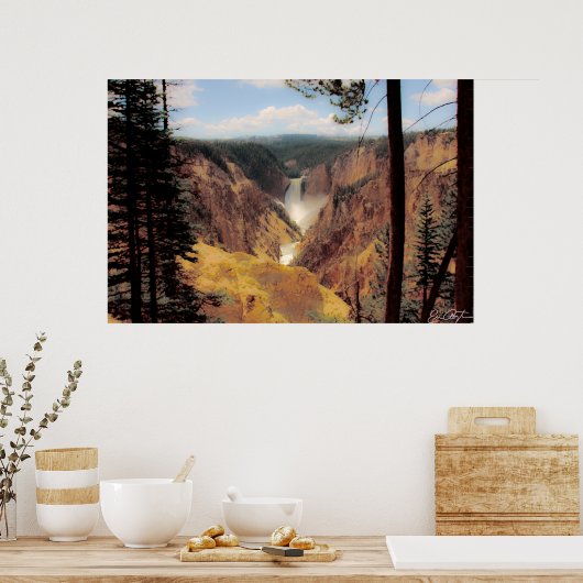 Yellowstone Waterfall Poster (Keuken)