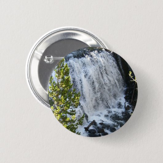 Yellowstone Waterfall Ronde Button 5,7 Cm (Voorkant /achterkant)