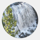 Yellowstone Waterfall Ronde Sticker (Voorkant)