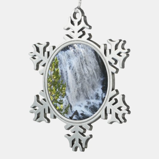 Yellowstone Waterfall Tin Sneeuwvlok Ornament (Rechts)