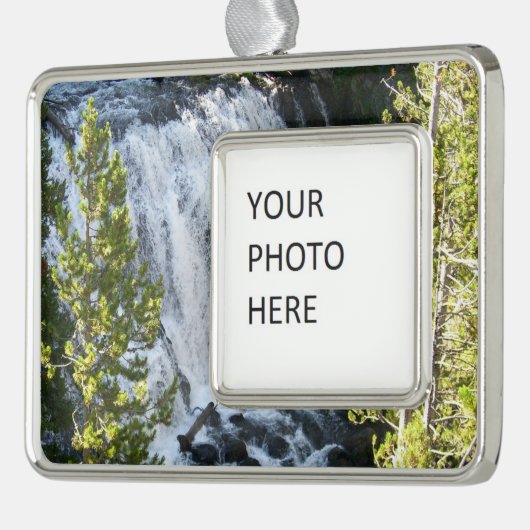 Yellowstone Waterfall Verzilverd Omlijst Ornament (Links)