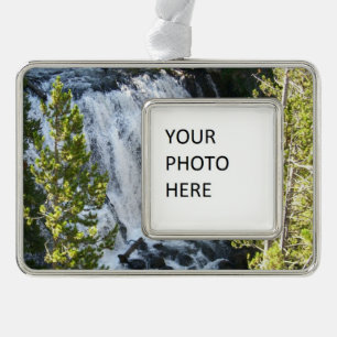 Yellowstone Waterfall Verzilverd Omlijst Ornament
