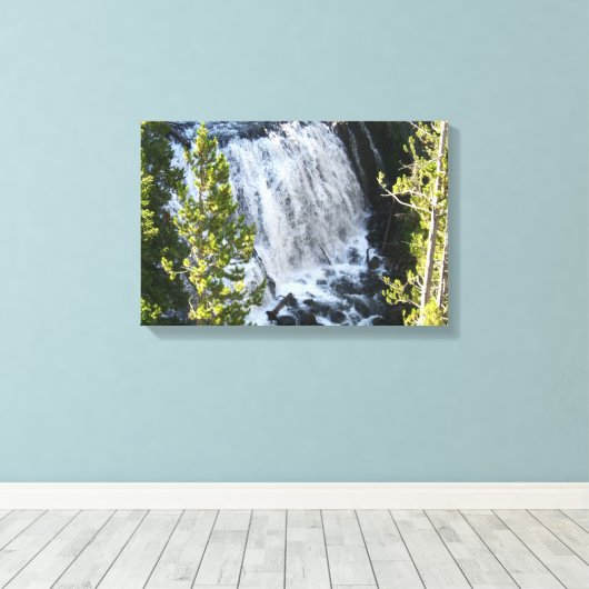 Yellowstone Waterval Canvas Afdruk (Insitu (Houten vloer))