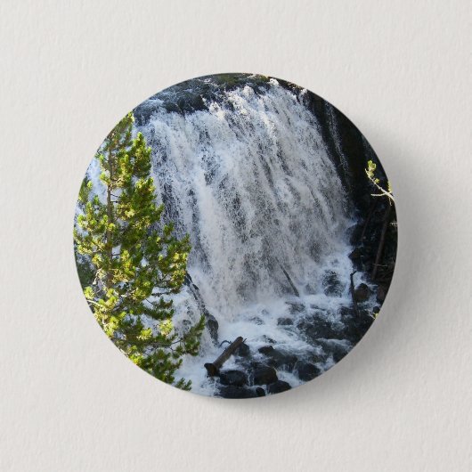 Yellowstone Waterval Ronde Button 5,7 Cm (Voorkant)