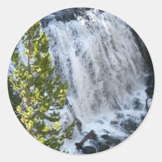 Yellowstone Waterval Ronde Sticker (Voorkant)