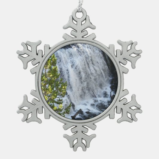 Yellowstone Waterval Tin Sneeuwvlok Ornament (Voorkant)