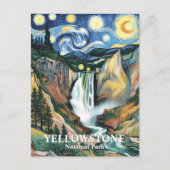 Yellowstone Waterval Van Gogh Sterrennacht Custom Briefkaart (Voorkant)
