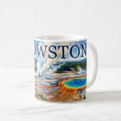 Yellowstone Waterverf Bizon Geiser Scene Koffiemok (Voorkant rechts)
