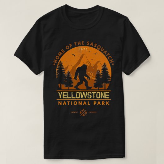 Yellowstone Wilderness Wyoming Sasquatch T-shirt (Design voorkant)