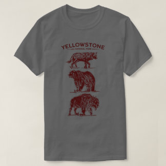 Yellowstone-wildlife vintage schets t-shirt