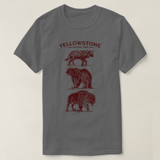 Yellowstone-wildlife vintage schets t-shirt (Design voorkant)