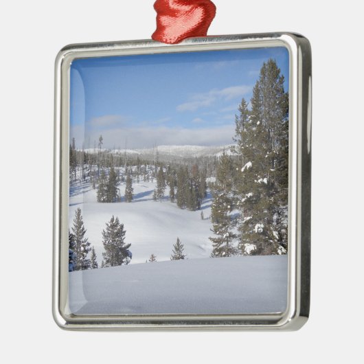 Yellowstone Winter Landscape Foto Metalen Ornament (Links)