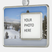 Yellowstone Winter Landscape Foto Verzilverd Omlijst Ornament (Links)