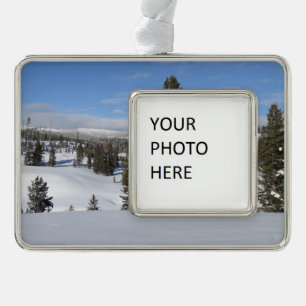 Yellowstone Winter Landscape Foto Verzilverd Omlijst Ornament
